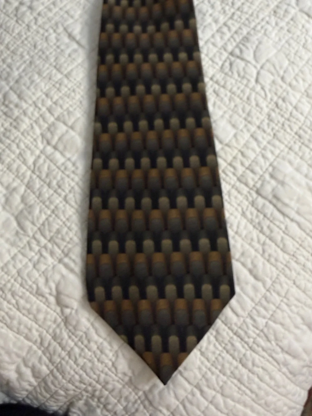 Grateful Dead Dancing Bear Tie with Brown & Black Geometric Pattern